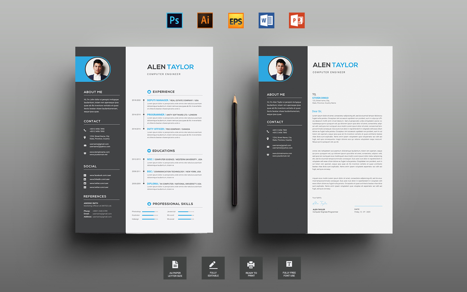 Professional CV for Job Application Resume Template