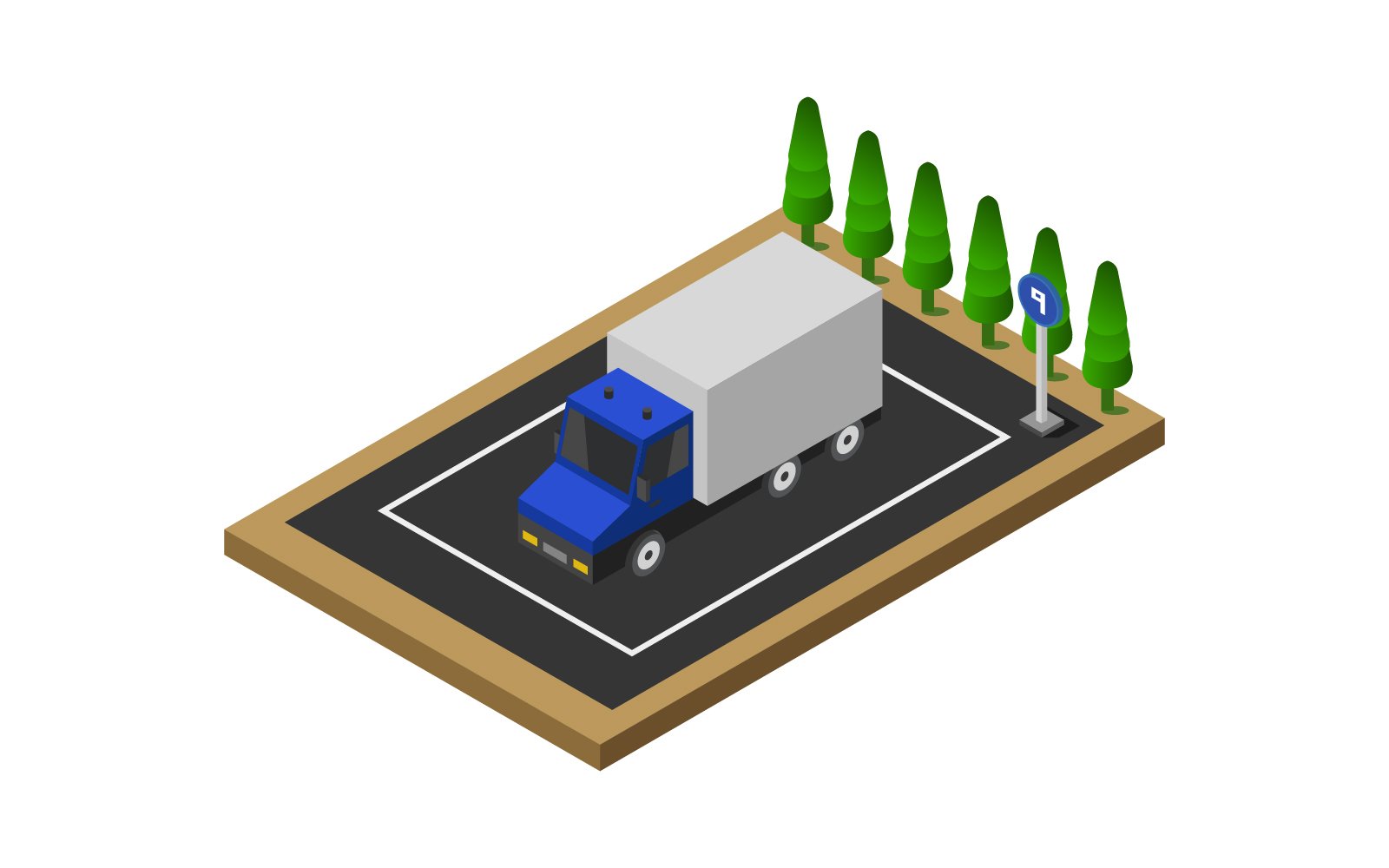 Isometric Parking On White Background - Vector Image