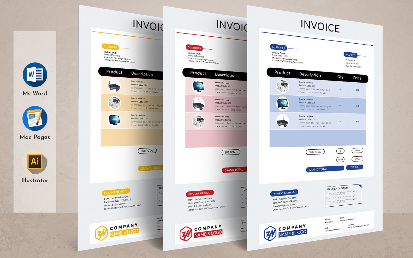 Ecommerce Ms Word Apple Pages Invoice Quotation Template