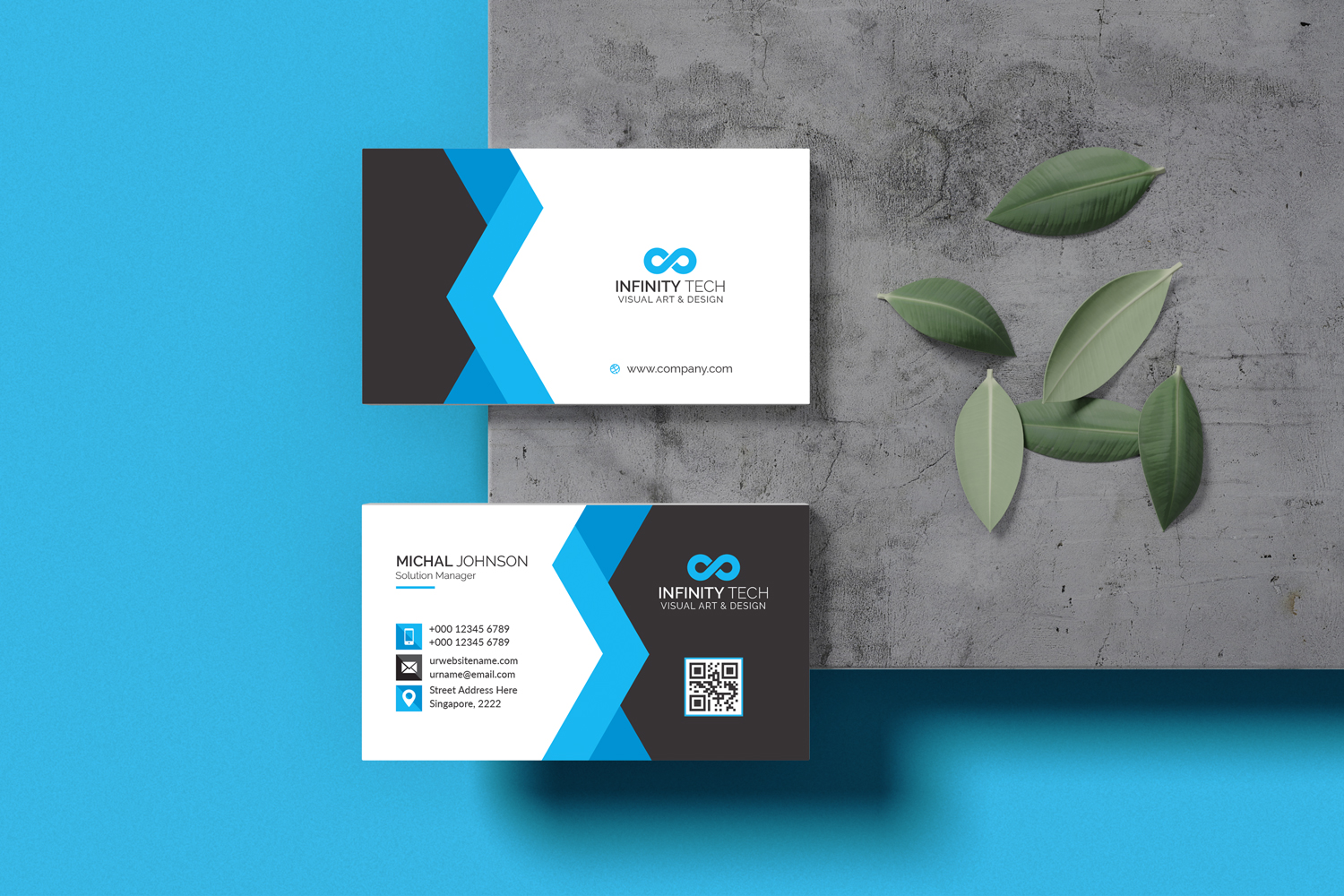 Modern Professional Business Card with Blue Details