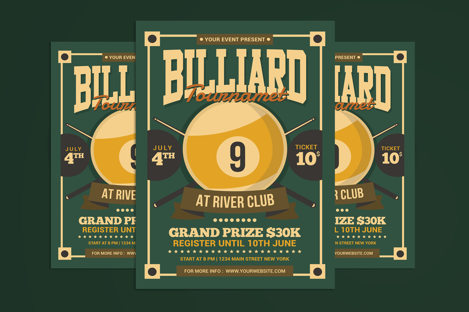 Billiards Tournament Flyer - Corporate Identity Template