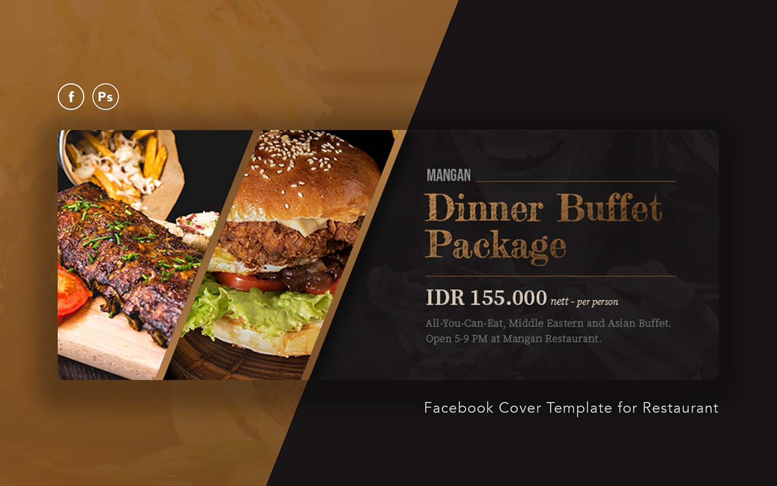 Mangan - Restaurant Facebook Cover PSD Template for Social Media