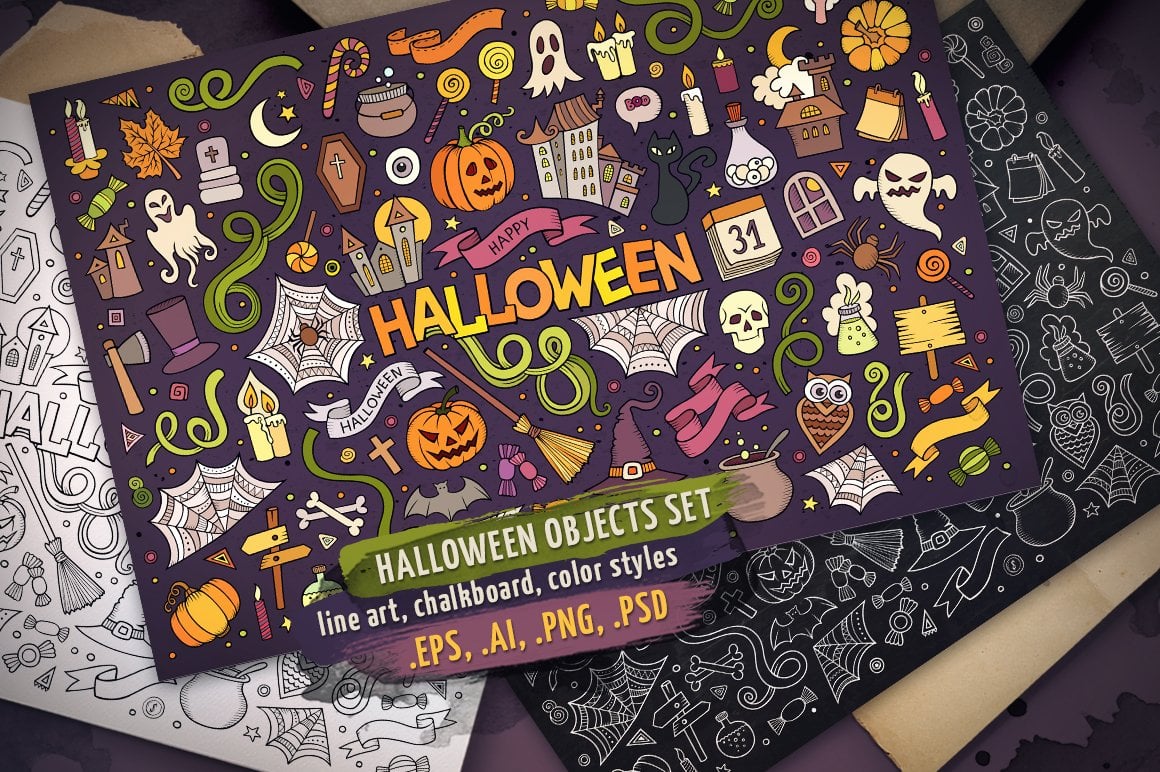 Halloween Objects & Symbols Set - Vector Image