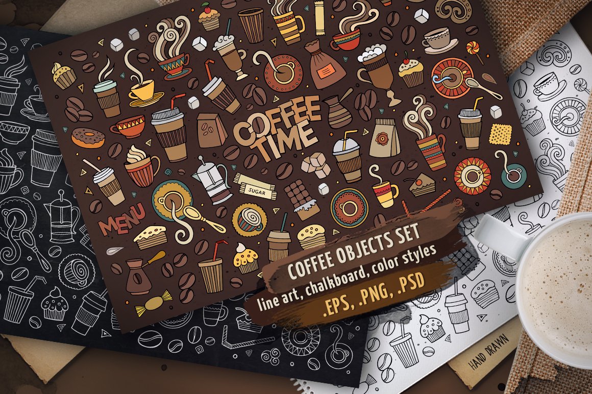 Coffee Objects & Elements Set - Vector Image