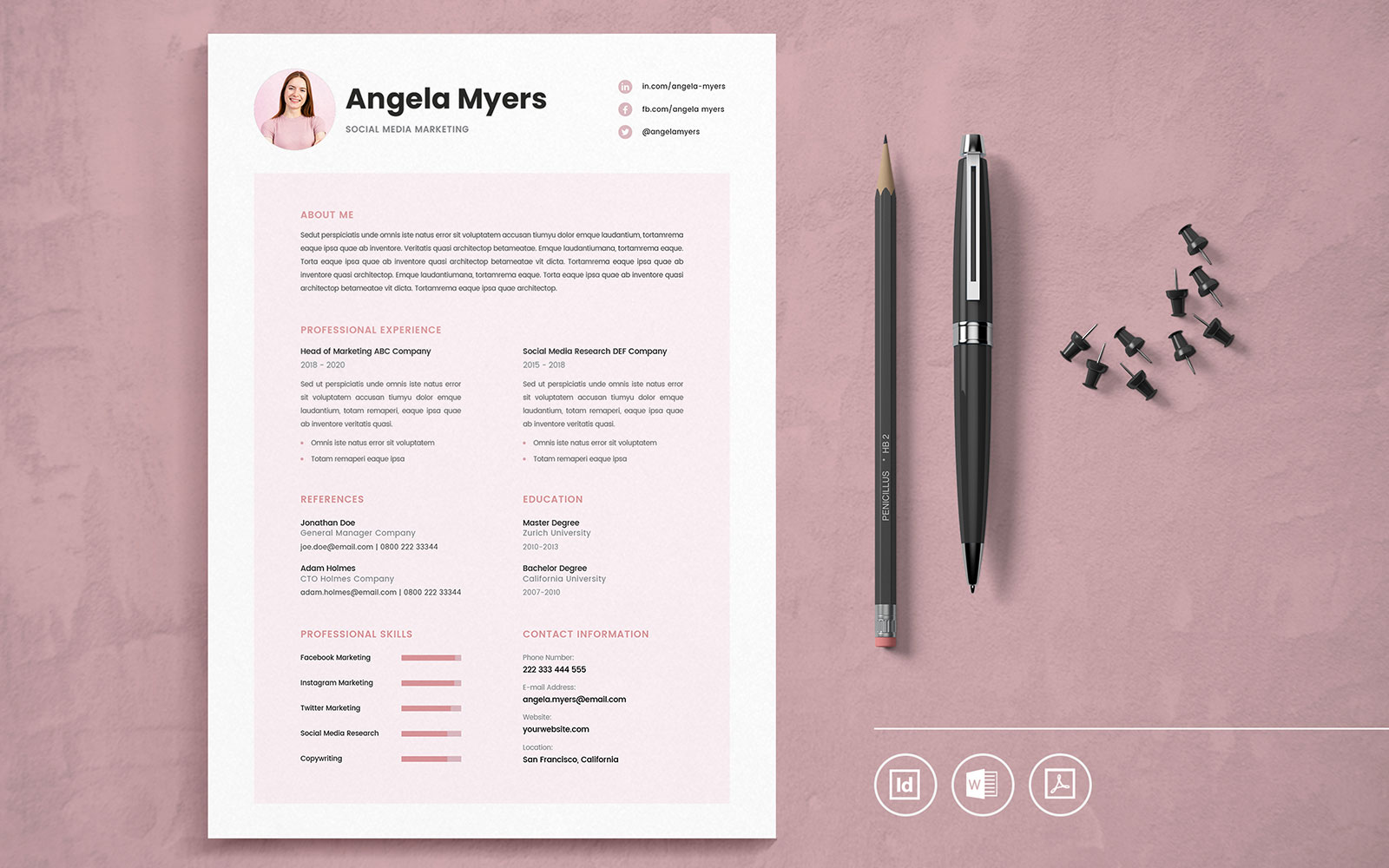 Professional CV Indesign Vol.10 Resume Template