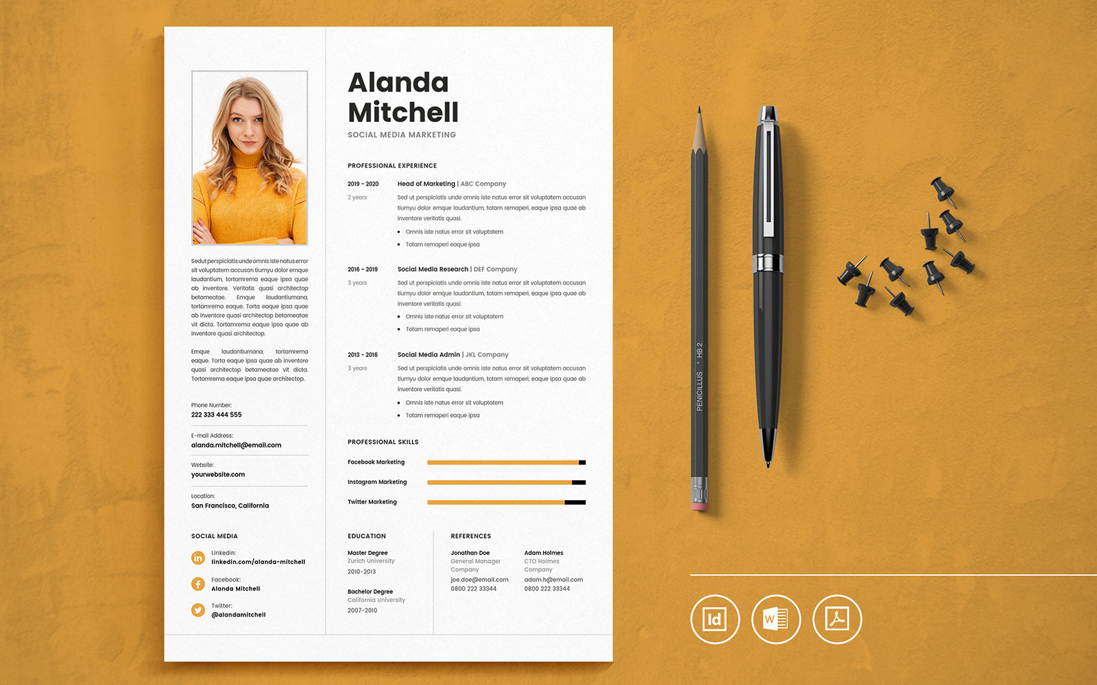 Professional CV Indesign Vol.9 Resume Template