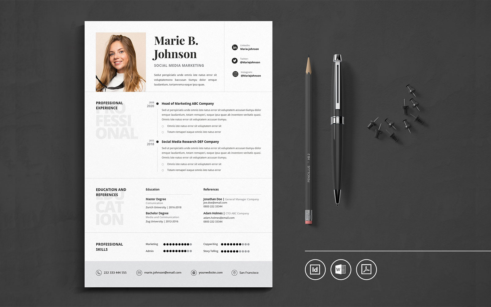 Professional CV Indesign Vol.22 Resume Template