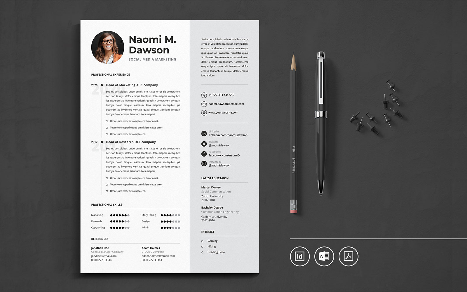 Professional CV Indesign Vol.20 Resume Template