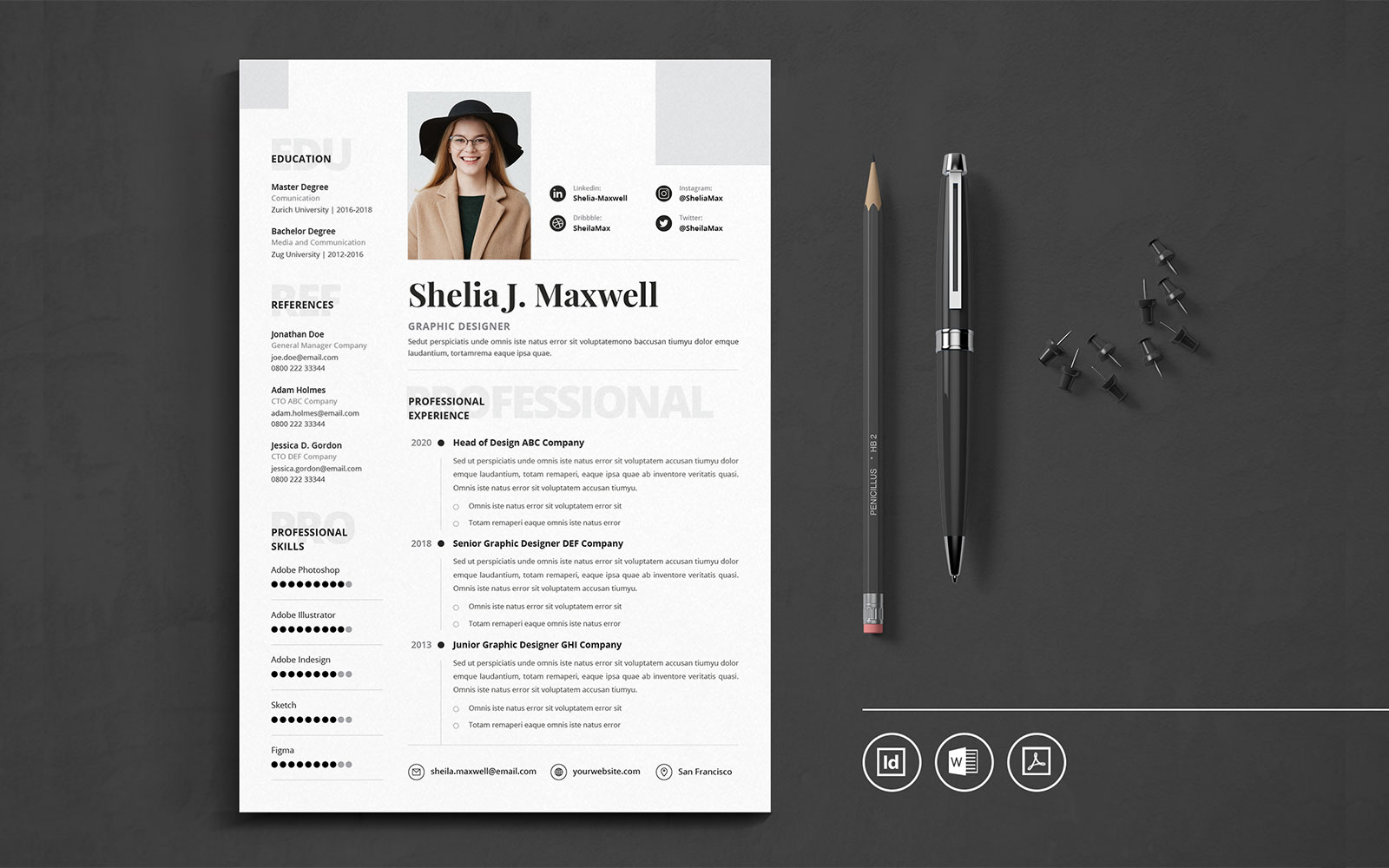 Professional CV Indesign Vol.23 Resume Template