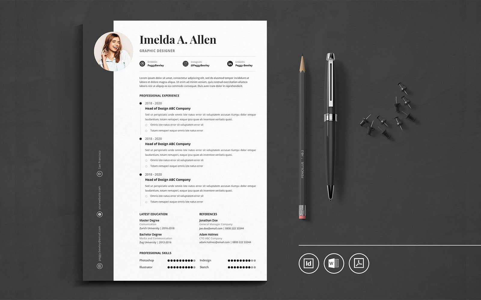 Professional CV Indesign Vol.25 Resume Template