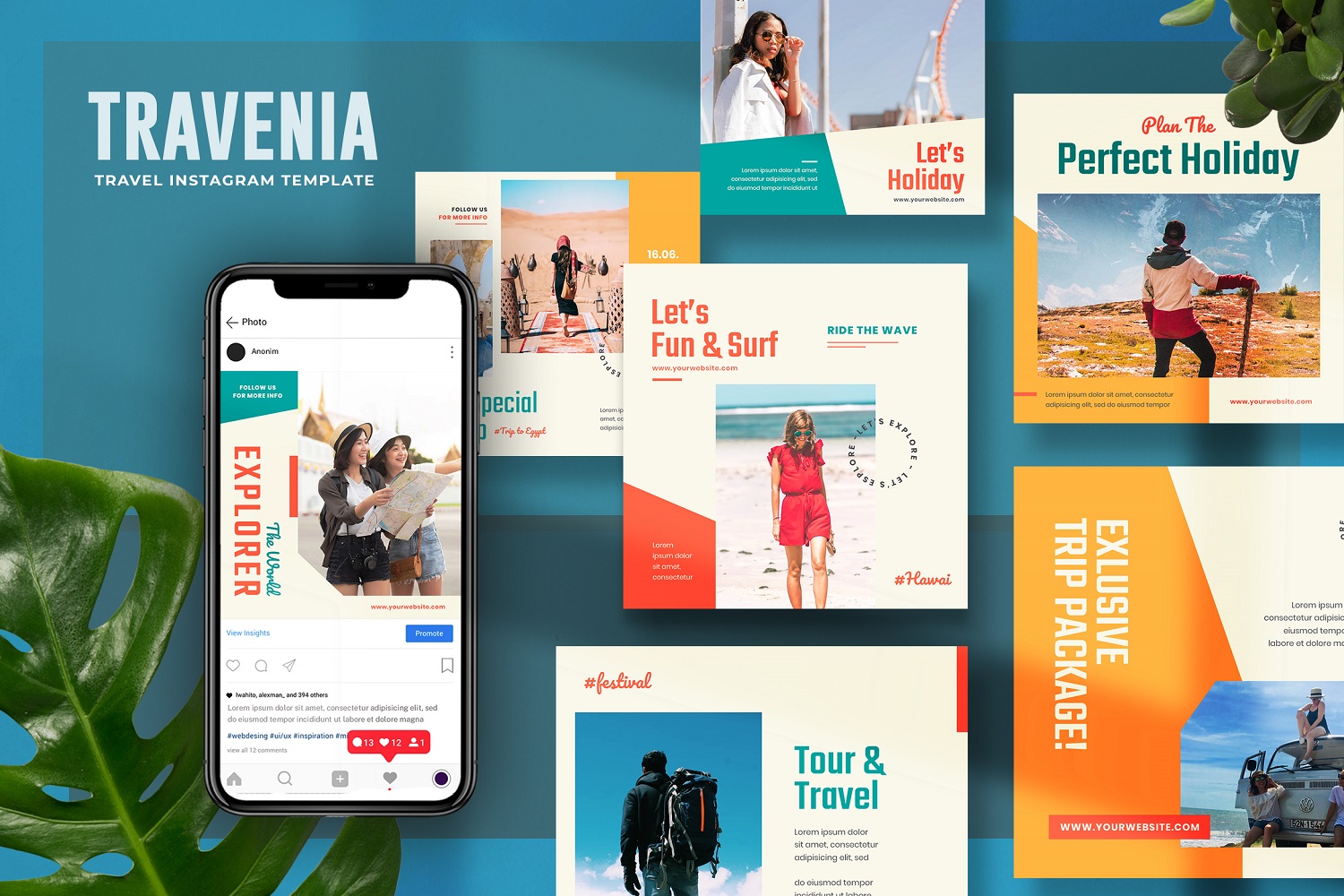 Travenia - Travel Instagram Post Template for Social Media