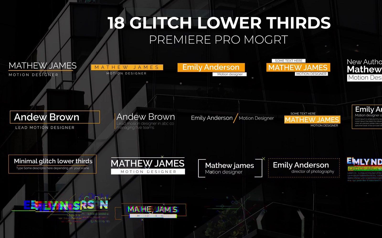 Glitch Lower Thirds Motion Graphics Template