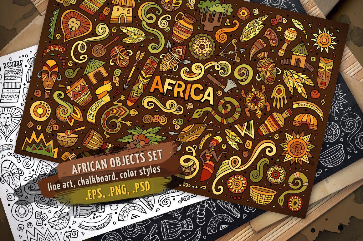 Africa Objects & Elements Set - Vector Image