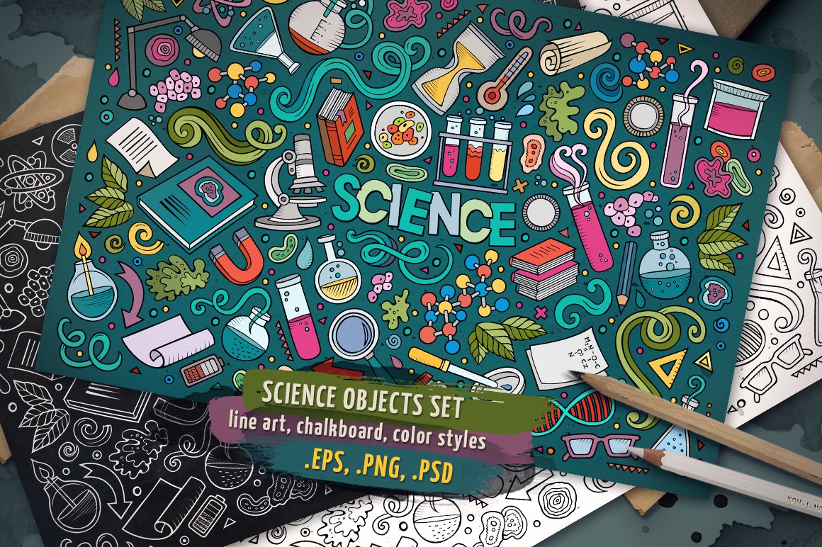 Science Objects & Elements Set - Vector Image