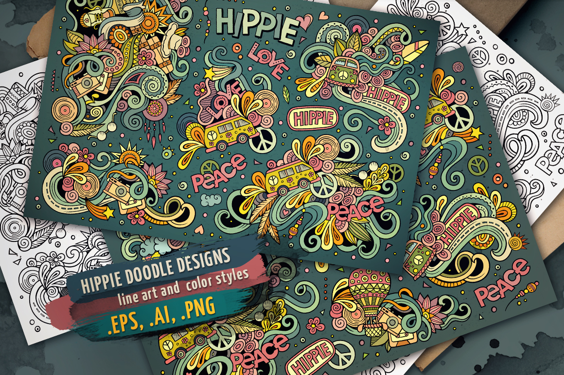 Hippie Doodles Designs Set - Corporate Identity Template