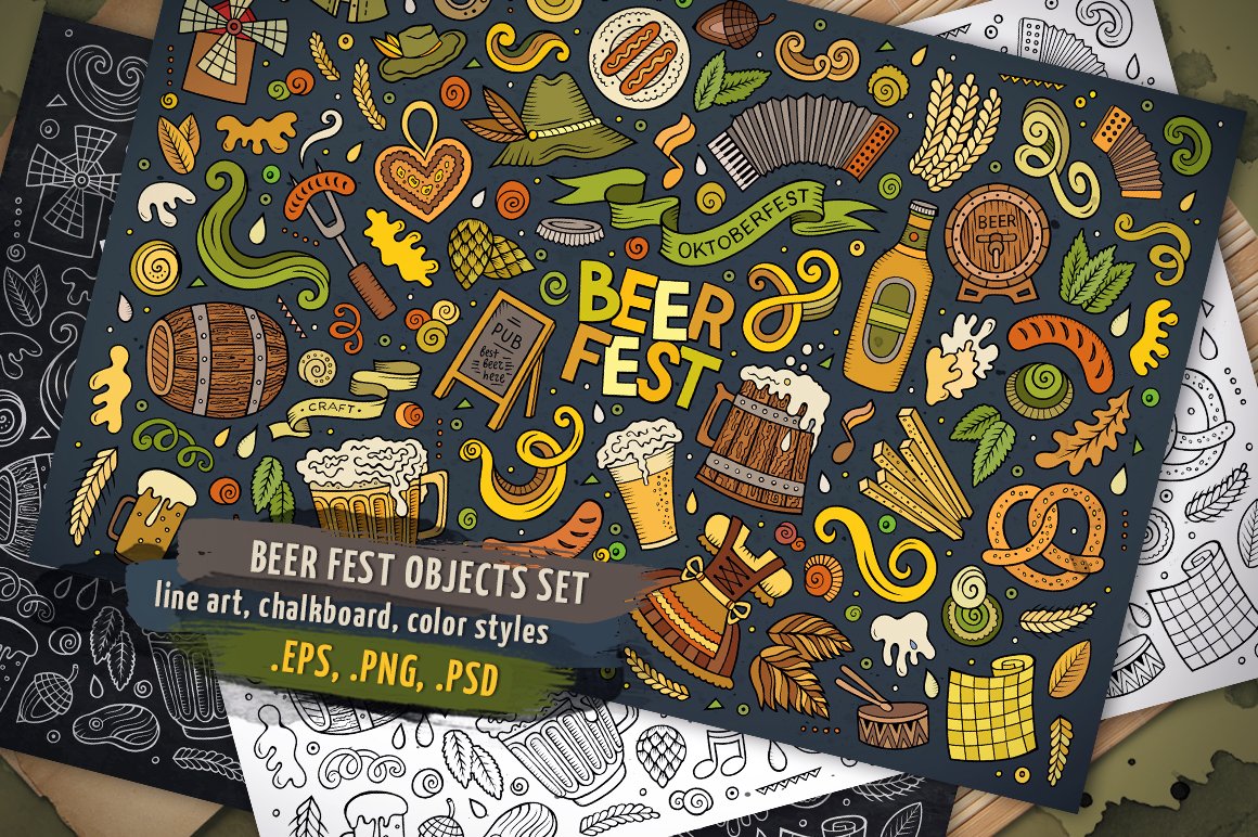 Beer Objects & Elements Set - Vector Image