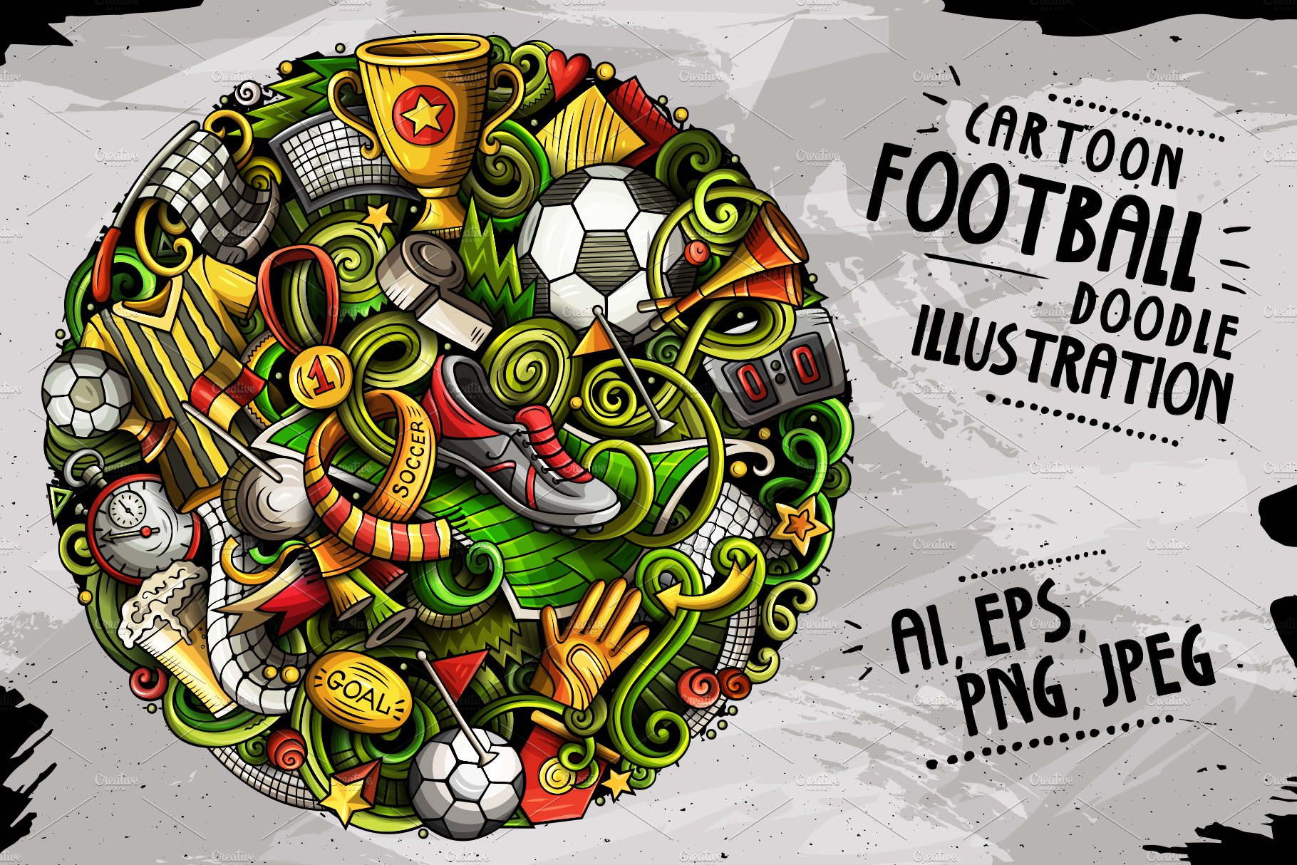 Cartoon doodle Football - Illustration