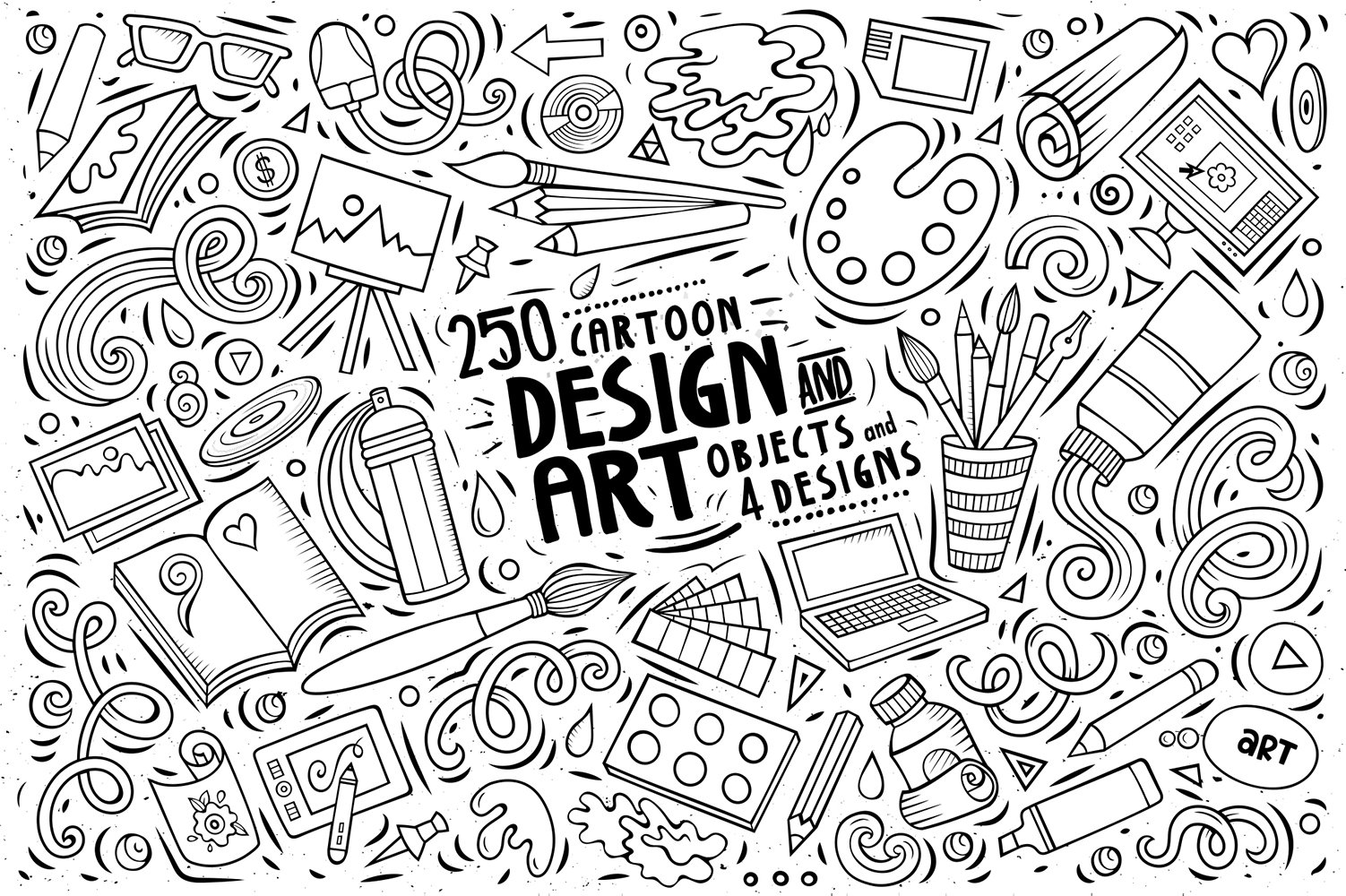 Design & Art Sketchy Objects Doodles Set - Vector Image