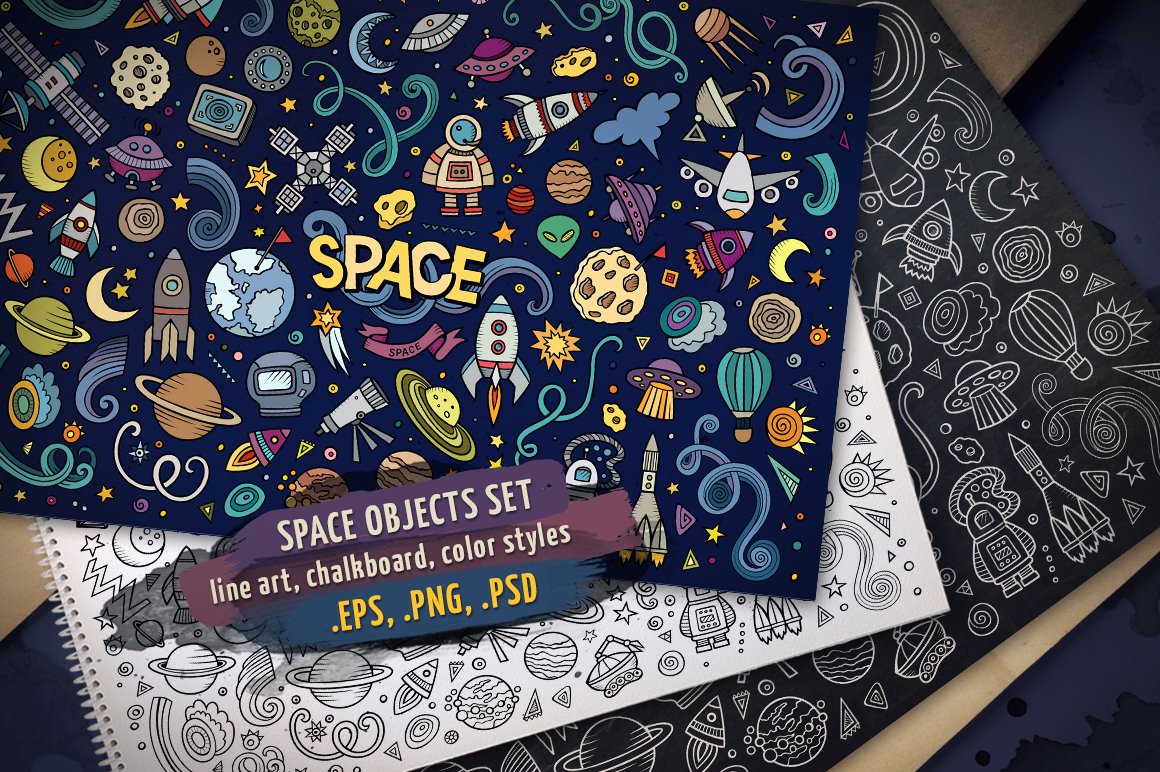 Space Objects & Elements Set - Vector Image