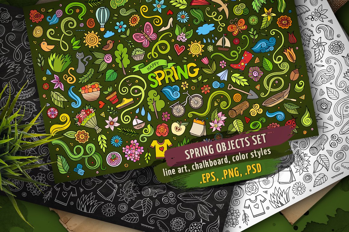 Spring Objects & Symbols Set - Vector Image