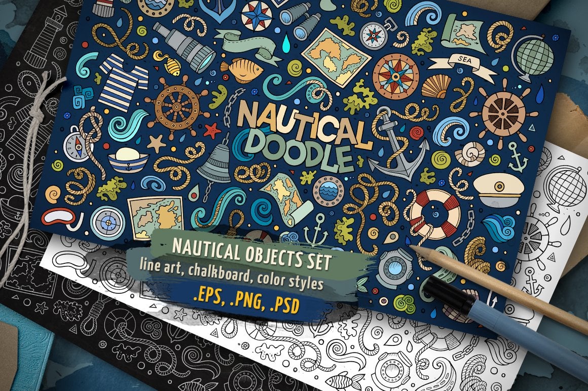 ✮ Nautical Objects & Symbols Set - Vector Image