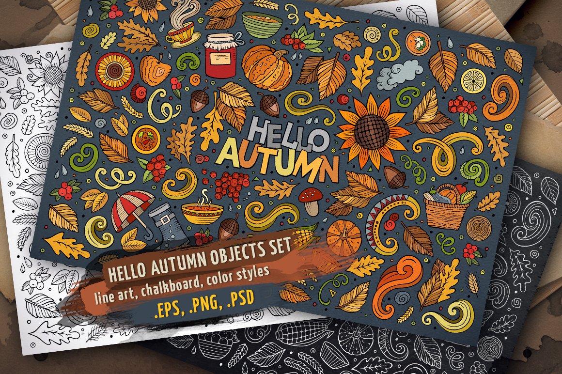 Autumn Objects & Symbols Set - Vector Image