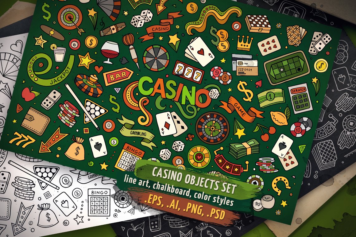 Casino Objects & Symbols Set - Vector Image