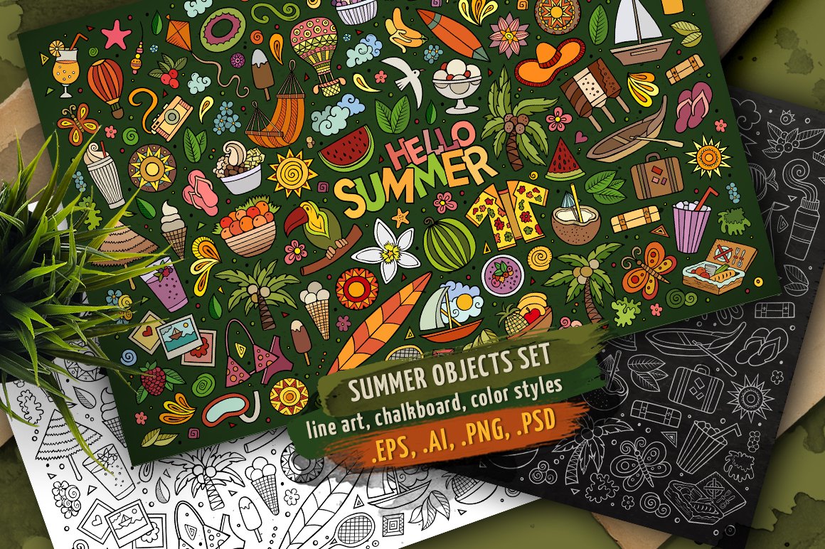 Summer Objects & Symbols Set - Vector Image