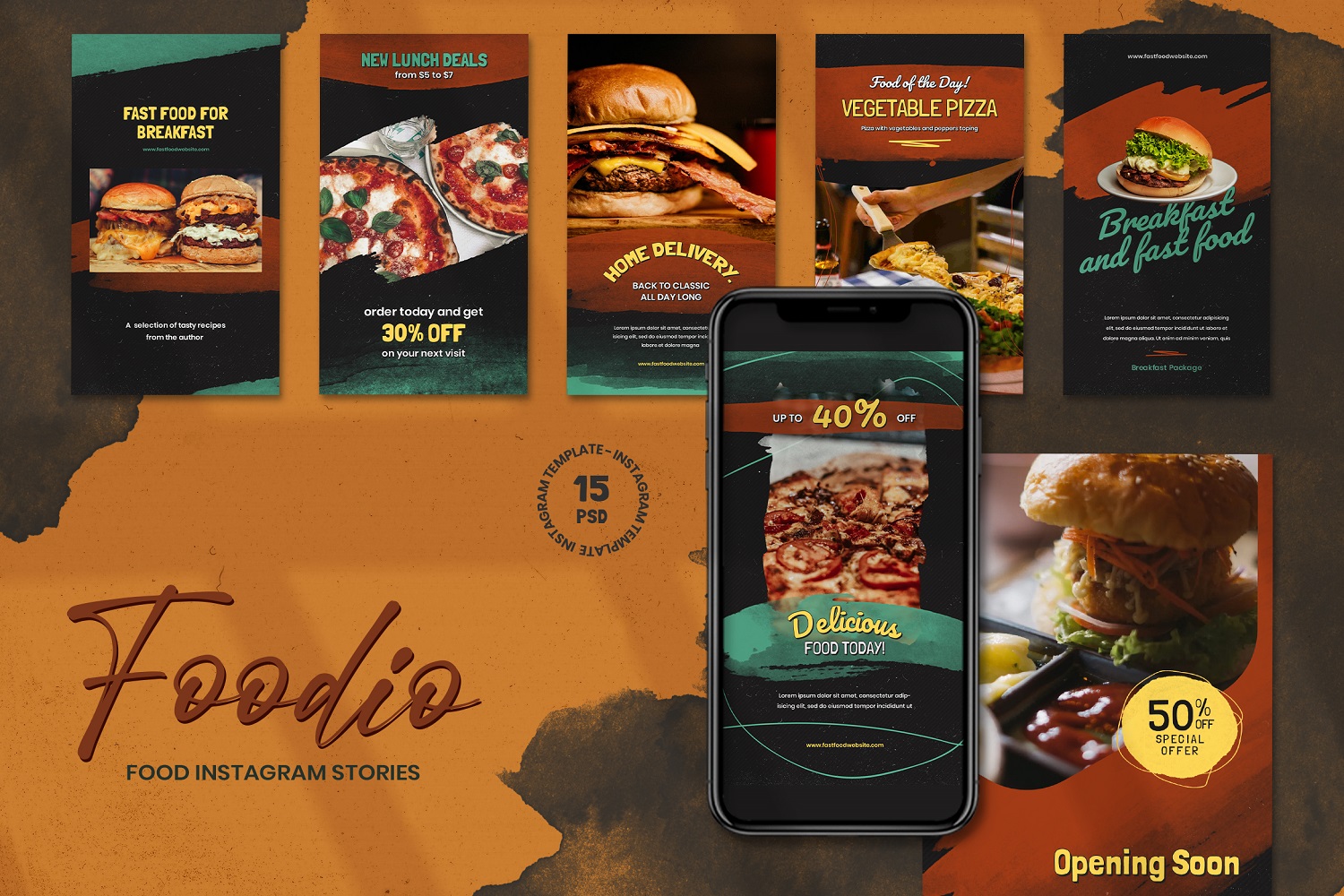 Foodio - Fast Food Instagram Stories Template for Social Media