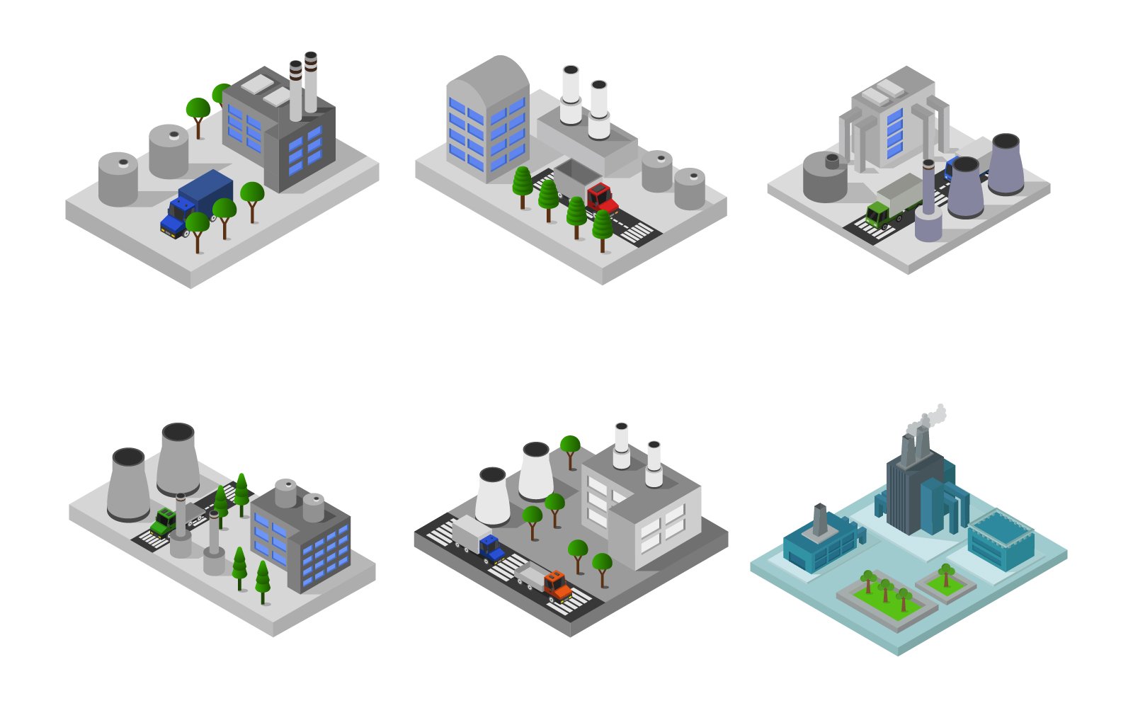 Isometric Industry Set - Vector Image