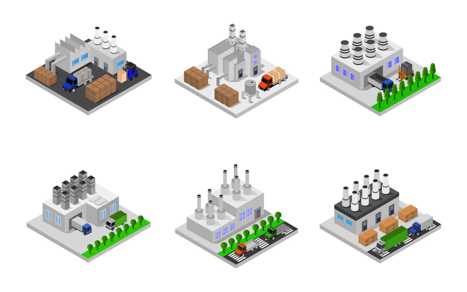 Isometric Industry Set On White Background - Vector Image