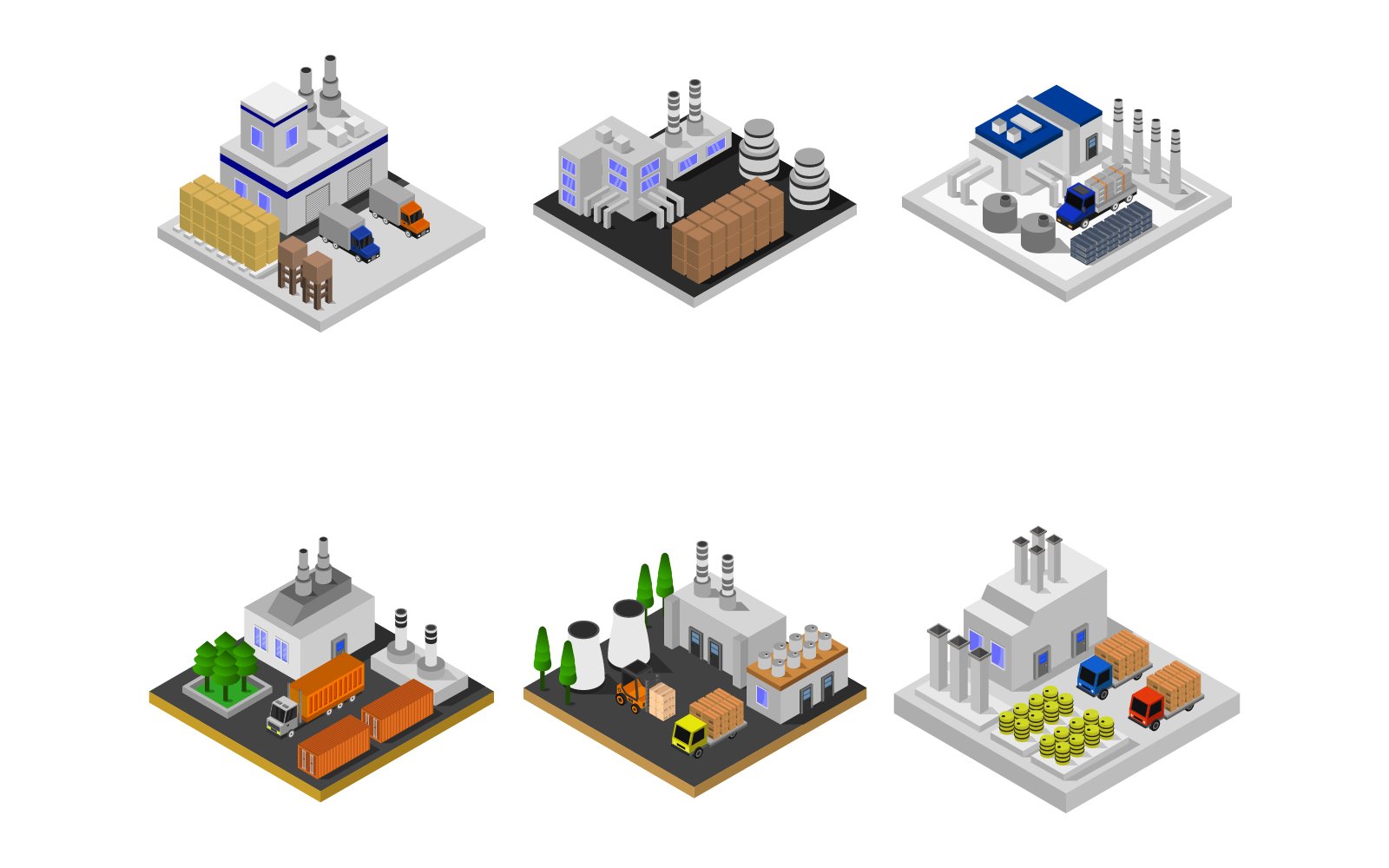 Isometric Industry Set - Vector Image