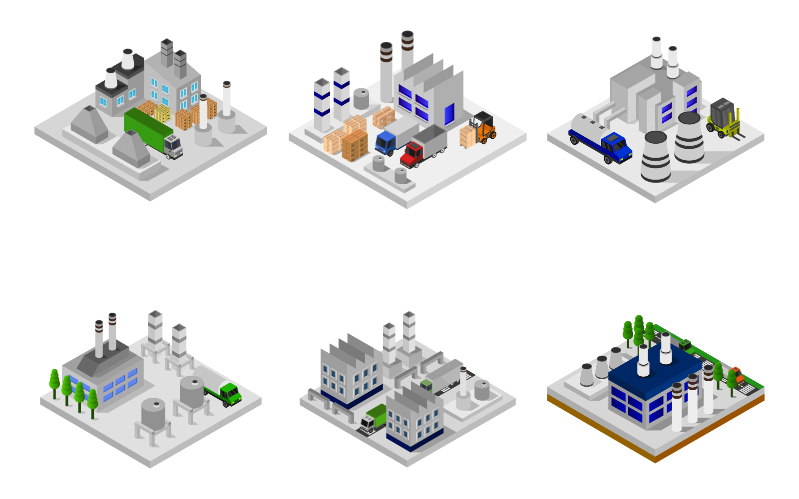 Isometric Industry Set On Background - Vector Image