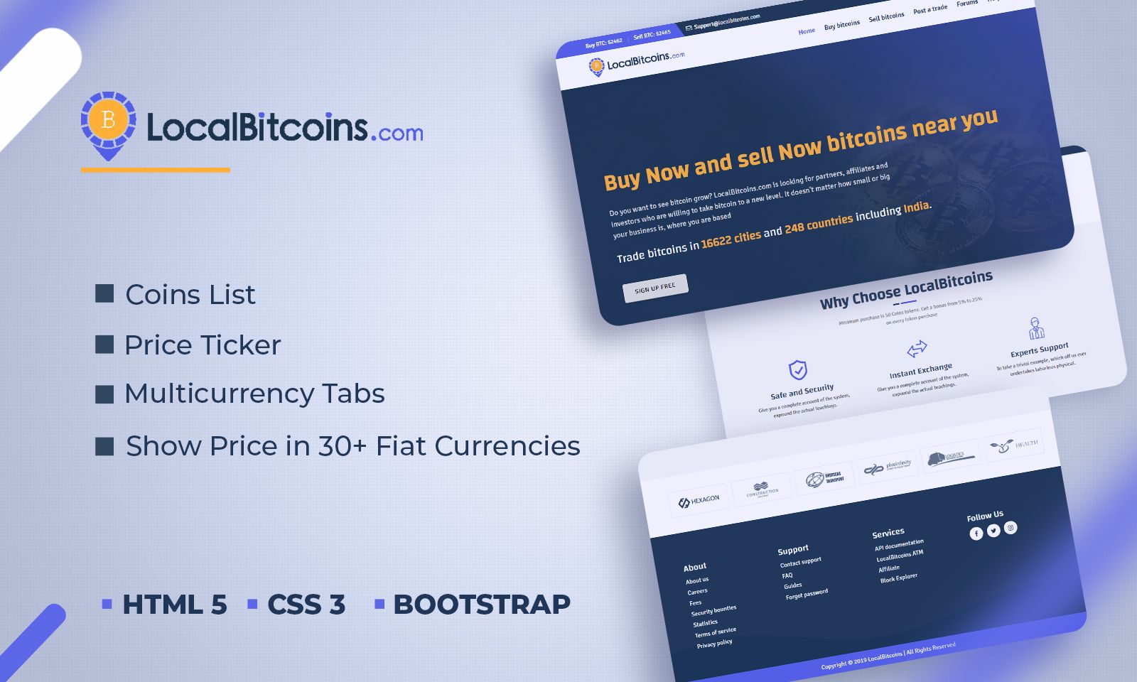 Cryptocurrency Wallet Website Template - HTML5