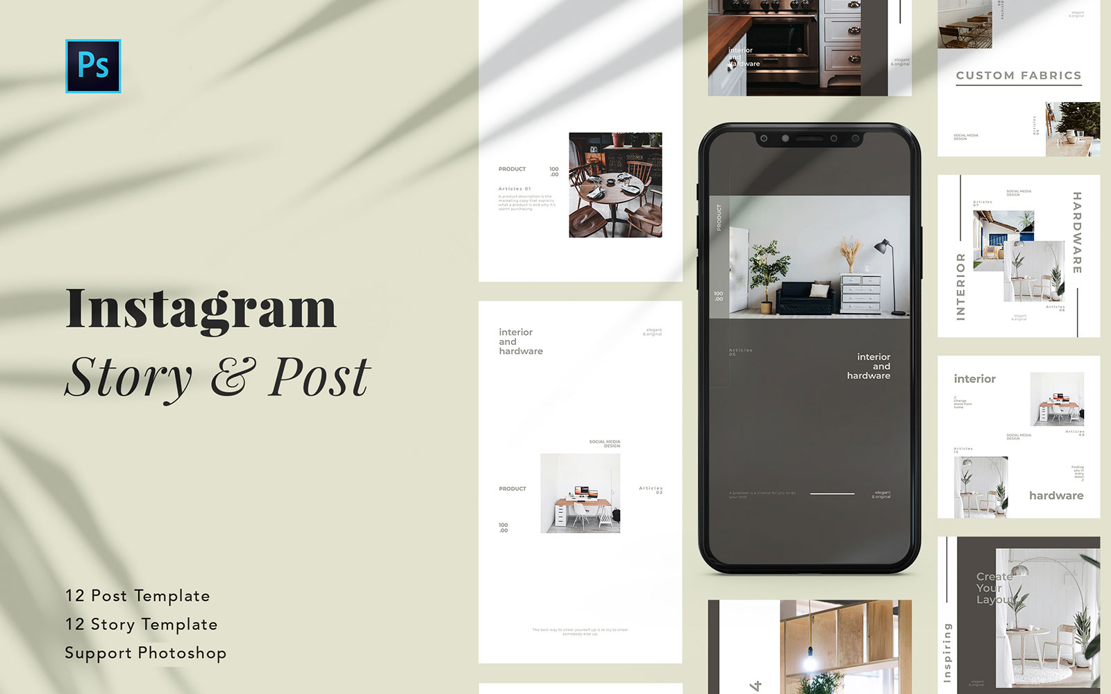 Minimalist Business Instagram Post & Story PSD Social Media Template