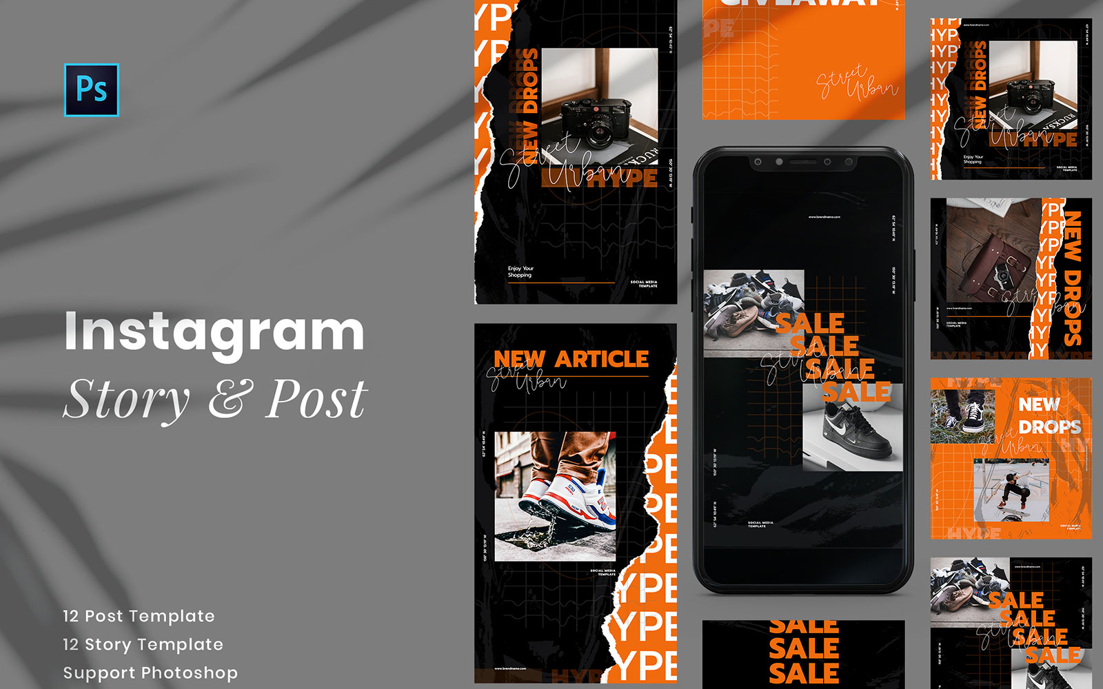 Urban Neon Instagram Pack Template for Social Media