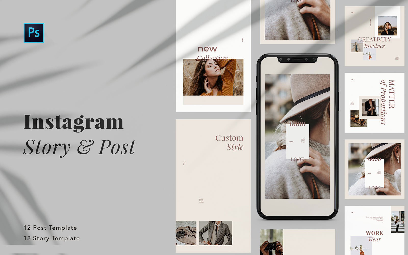 Minimalist Fashion Instagram Post & Story PSD Social Media Template