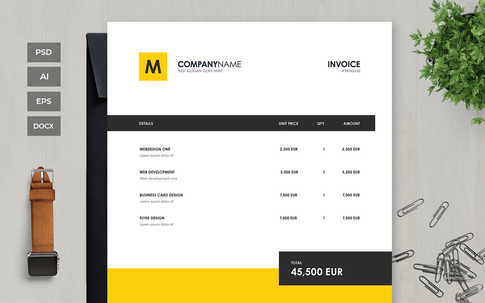 Professional and Clean Invoice - Corporate Identity Template