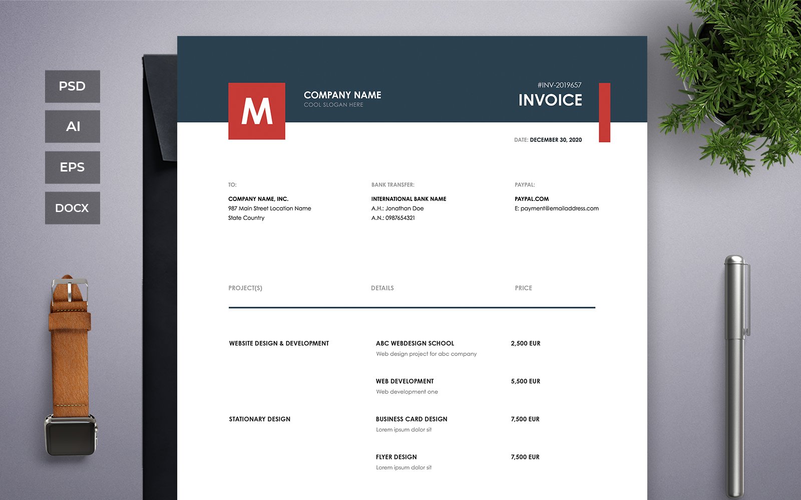 Professional and Clean Invoice - Corporate Identity Template