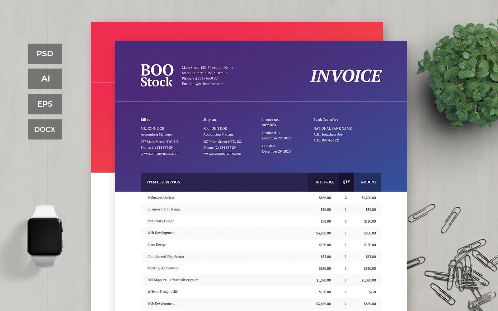 Professional and Clean Invoice - Corporate Identity Template