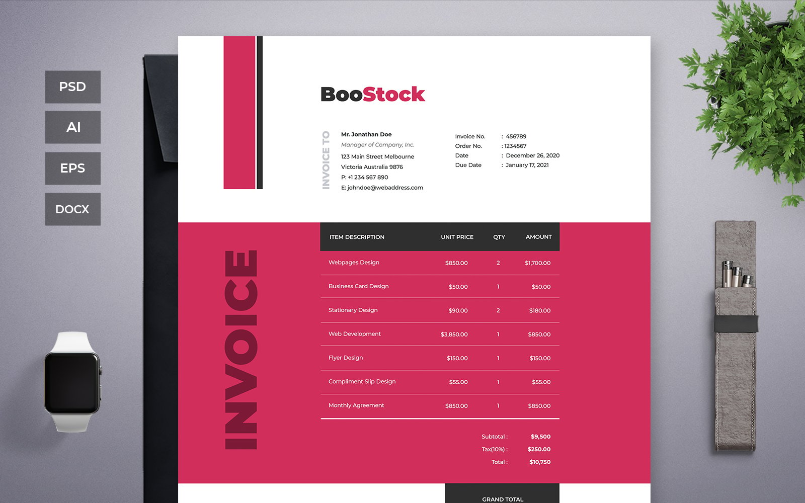 Professional and Clean Invoice - Corporate Identity Template