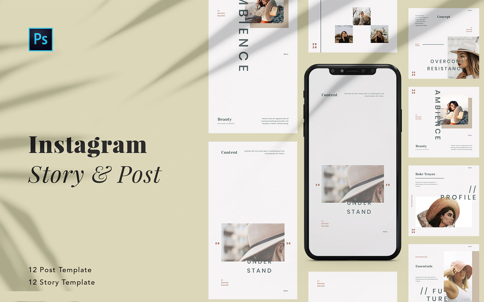 Minimalist Beauty Instagram Post & Stories PSD Social Media Template