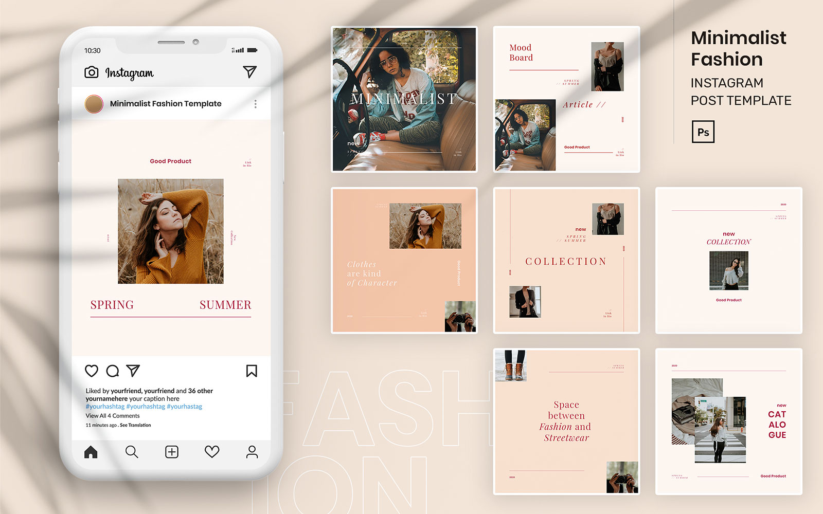 Minimalist Fashion Instagram Post & Story PSD Social Media Template