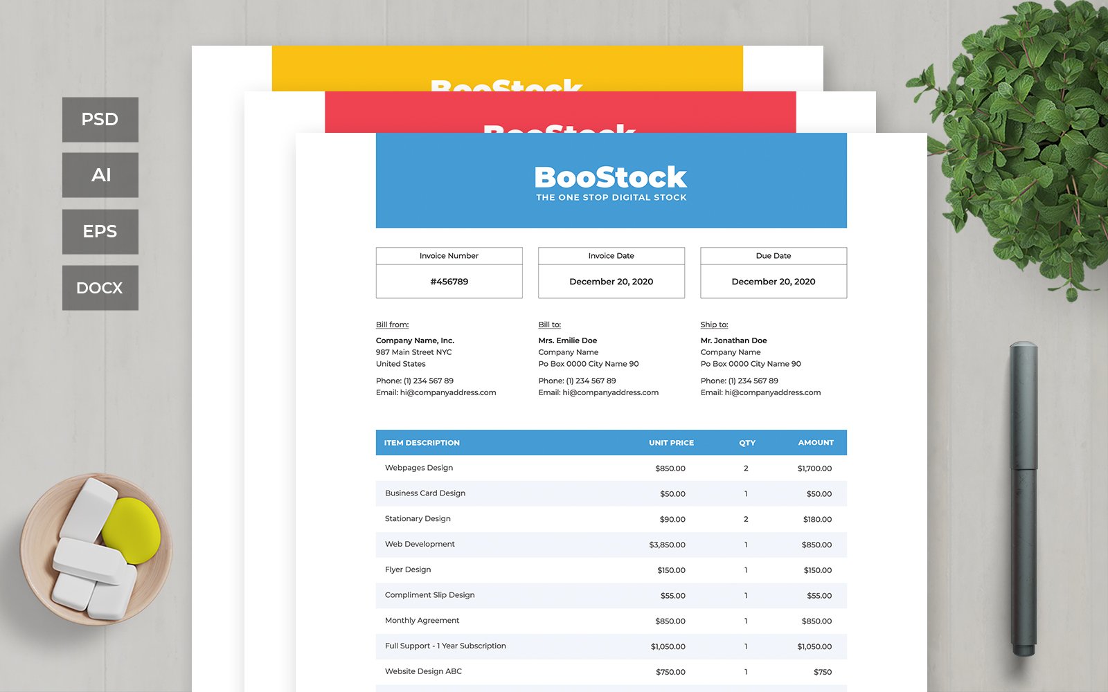 Professional and Clean Invoice - Corporate Identity Template