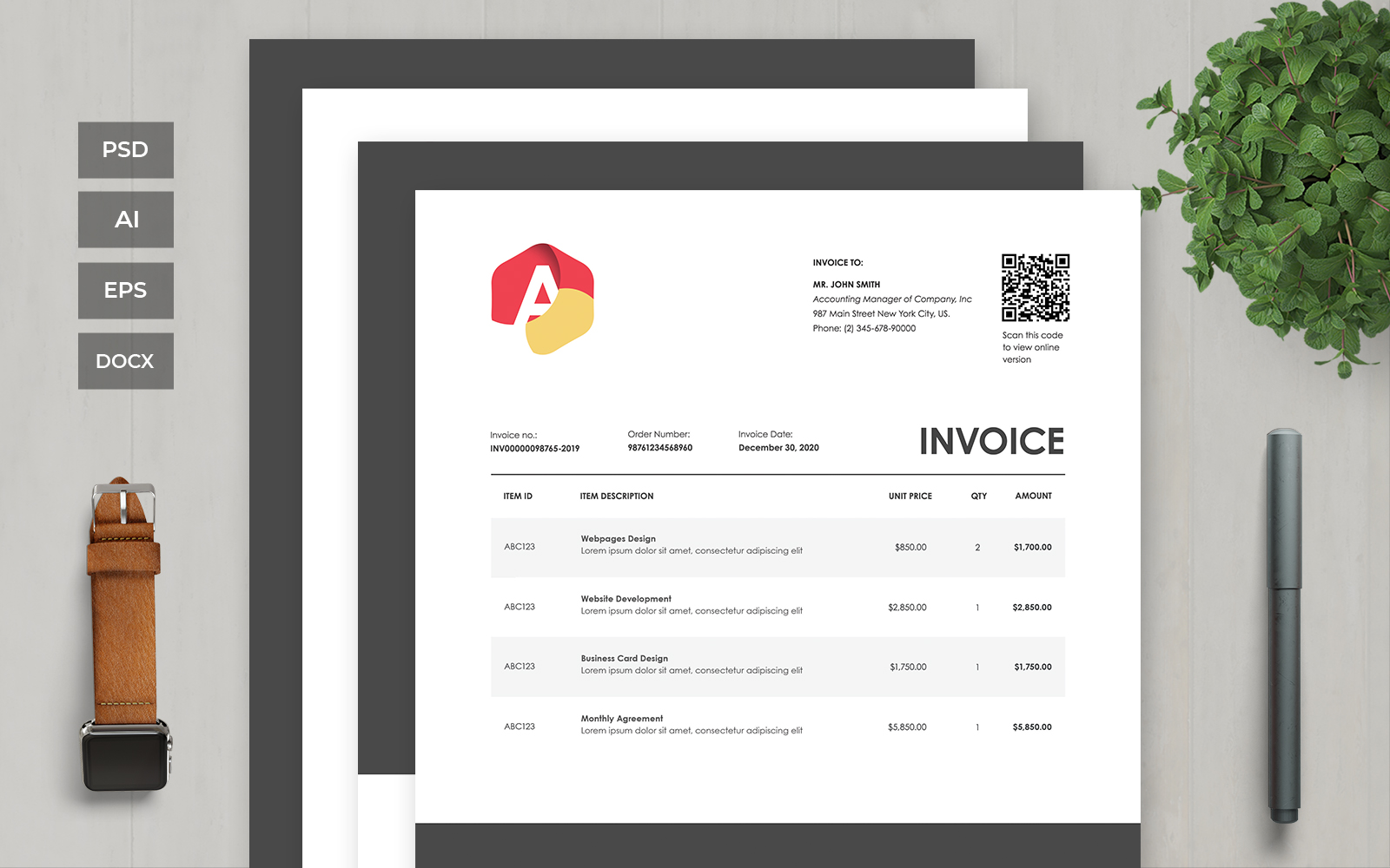 Professional and Clean Invoice - Corporate Identity Template