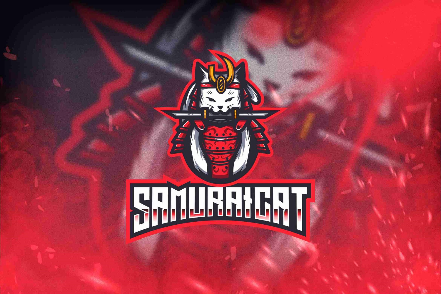 Cat Samurai Esport Logo Template