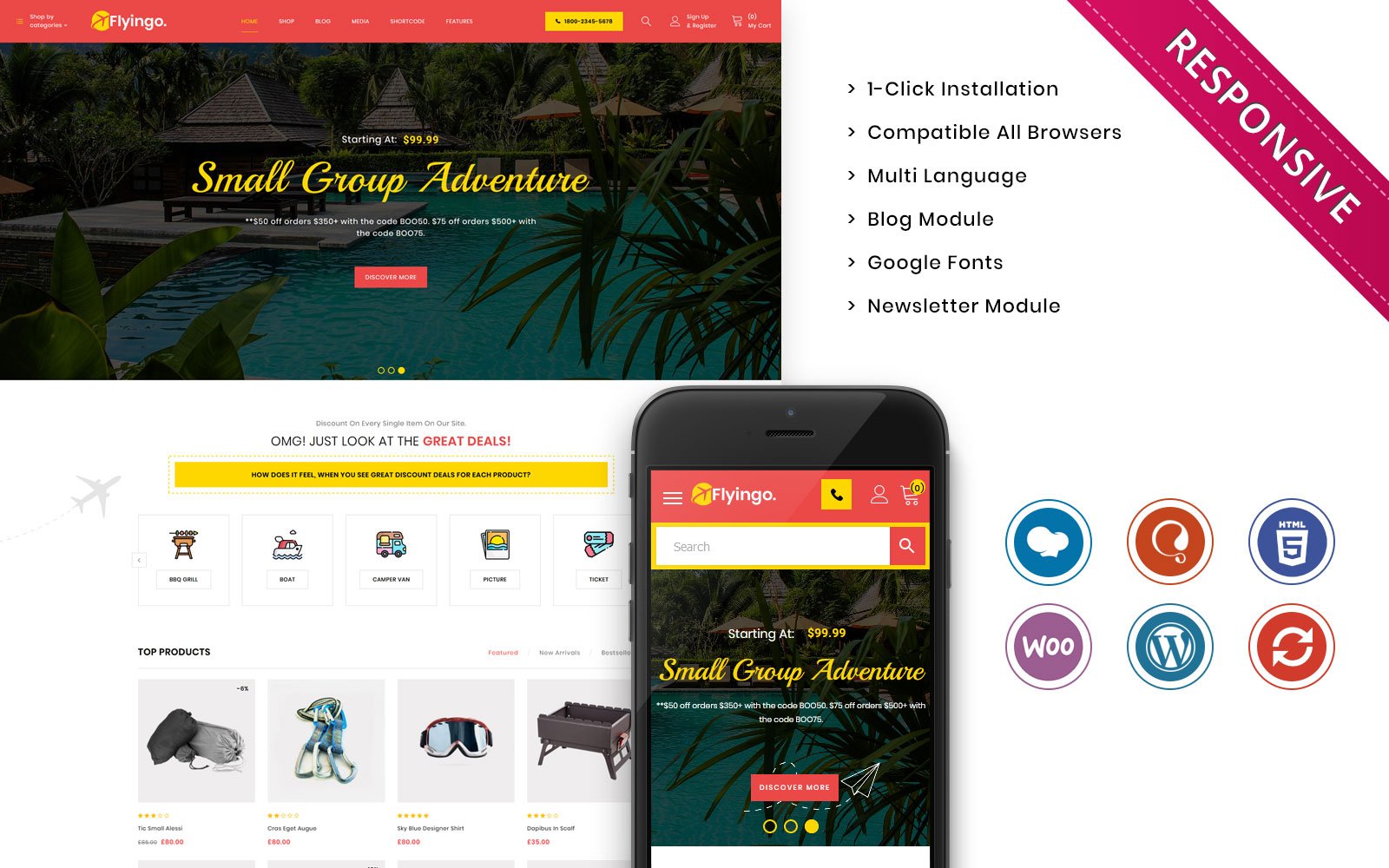 Flyingo - Travel, Tour, Travel Agency Responsive WooCommerce Theme