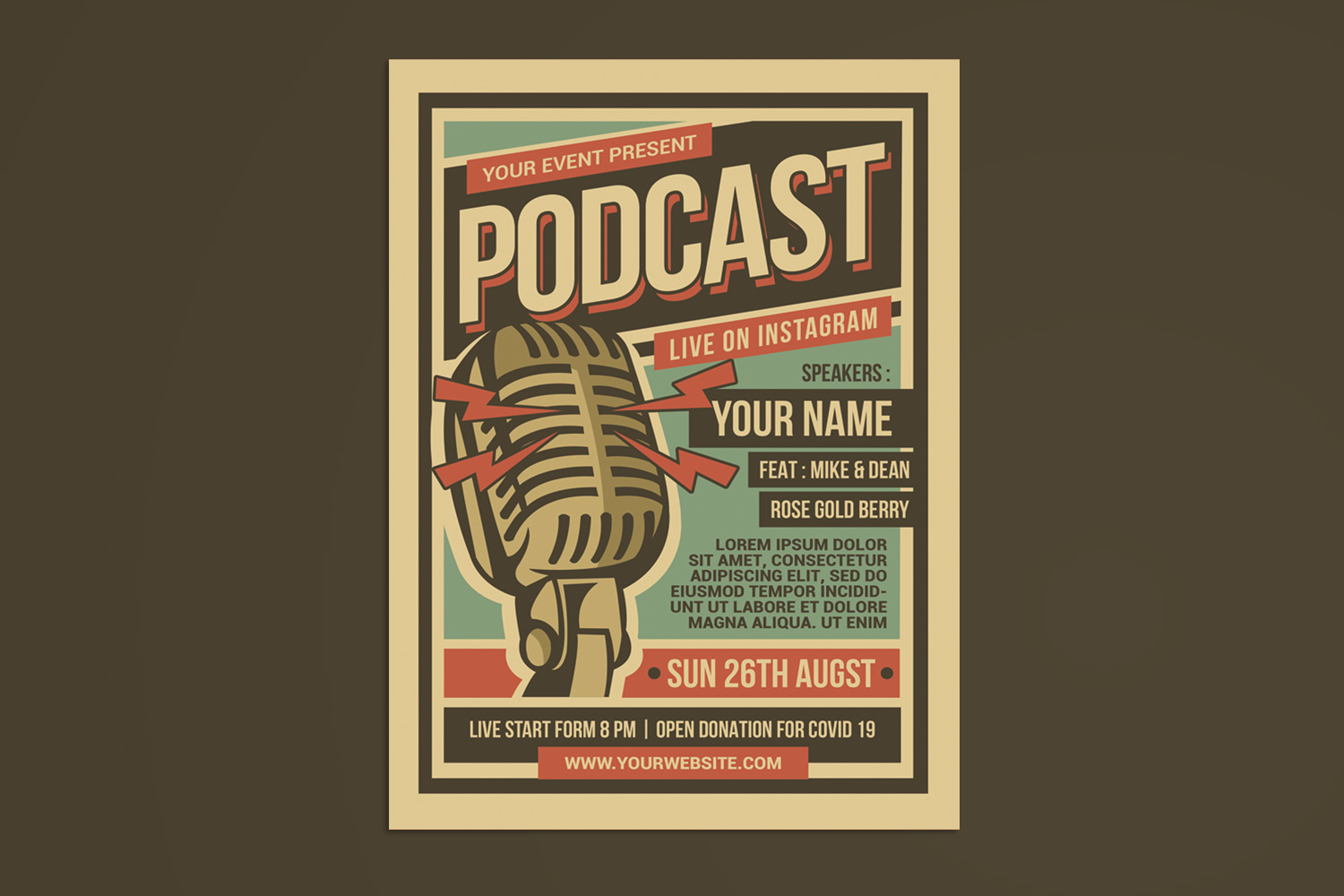 Podcast Retro Event Flyer - Corporate Identity Template