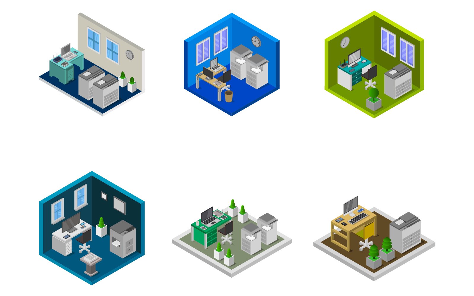 Isometric Office Room - Vector Image