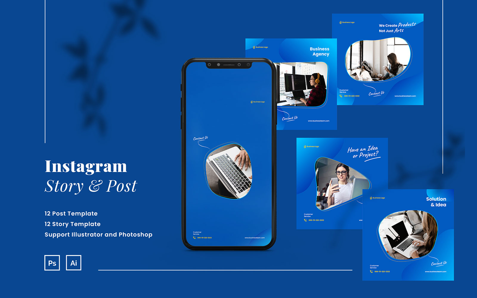 Modern Business Instagram Post & Story Template for Social Media